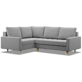 mebligo Links Ecksofa mit Schlaffunktion, Ottomane, Grau - Grau