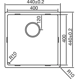 Caressi CAPP40R10 rechts Unterbau Edelstahl Handbetätigung 540 x 440 mm