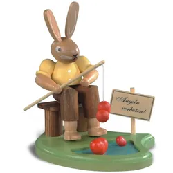 Müller Erzgebirge Hase Angler am Teich farbig klein Höhe 8 cm