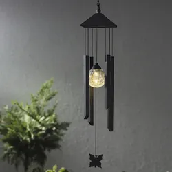 LED Solar Windspiel Schmetterling - warmweiße klare Kugel - Dämmerungssensor - H...