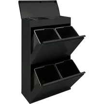ARREGUI Top CR626-B Mülltrennsystem aus Stahl mit Aufbewahrungsbox mit Deckel 4 Fächer Mülleimer für die Küche | 4x17 L (68 L) | 4 Fach Abfalleimer |