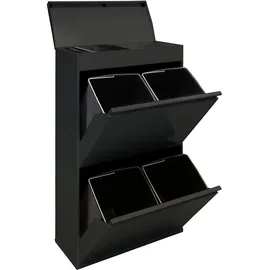 ARREGUI Top CR626-B Mülltrennsystem aus Stahl mit Aufbewahrungsbox mit Deckel 4 Fächer Mülleimer für die Küche | 4x17 L (68 L) | 4 Fach Abfalleimer |
