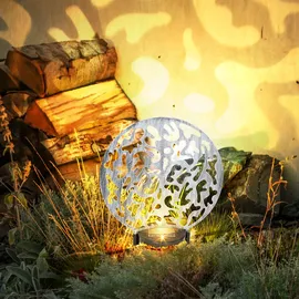 GLOBO Solarleuchte Metall 30x10x41 cm 2x LED warmweiß silber antik