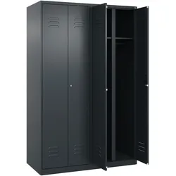 C+P Doppel-Spind Classic PLUS, 4 Abteile, HxBxT 185x120x50cm, Zylinderschloss, Anthrazit von PROREGAL