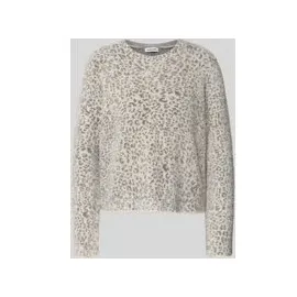 More & More Strickpullover in Leo-Optik mit Rundhalsausschnitt, Mittelgrau, 34