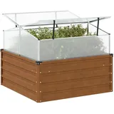 vidaXL Hochbeet mit Gewächshausaufsatz 77 x 100 x 77 cm Braun