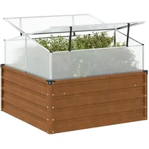vidaXL Hochbeet mit Gewächshausaufsatz 77 x 100 x 77 cm Braun