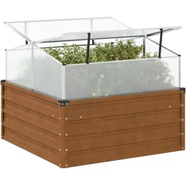 vidaXL Hochbeet mit Gewächshausaufsatz 77 x 100 x 77 cm Braun