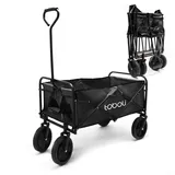 Toboli Bollerwagen faltbar Offroad schwarz, Faltbollerwagen belastbar bis 100 kg, Klappbollerwagen für Strand, Garten, Einkäufe