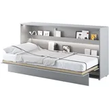 MEBLINI Schrankbett Bed Concept - Wandbett mit Lattenrost - Klappbett mit Schrank - Wandklappbett - Murphy Bed - Bettschrank - BC-06-90x200cm Horizontal - Grau Matt mit Matratze