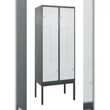 C+P Z-Spind Classic PLUS, Gestell, 4 Abteile, HxBxT 212x80x50cm, Zylinderschloss, Anthrazit/Hellgrau von PROREGAL