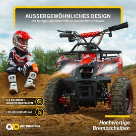 Actionbikes Motors Elektro-Kinderquad Torino, 1000 Watt, Pocket-Quad mit Scheibenbremsen, 25 km/h, 3 x 12-Volt-Batterie (Schwarz)