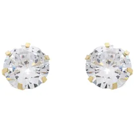 Amor Paar Ohrstecker AMOR "2013832", gold (goldfarben, weiß, kristallweiß), Ohrringe, Damen, Gelbgold 375, mit Zirkonia (synth.)