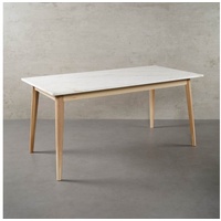 MAGNA Atelier Esstisch MALMÖ mit Marmor Tischplatte, Dining Table, Küchentisch, Esche Gestell, 160x80x75cm weiß