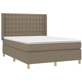 vidaXL Boxspringbett mit Matratze & LED Taupe 140x200 cm Stoff