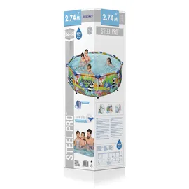 BESTWAY Steel Pro Paradise Frame Pool rund 274 x 66 cm bunt