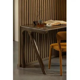Woood Schreibtisch Tug aus Mangoholz, retro Chic Design, braun walnuss, 130 cm breit, lackierte Oberfläche