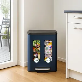 Relaxdays Mülleimer 2 x 15 l Blau