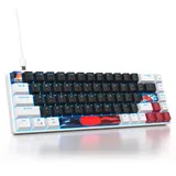 SOLIDEE Mechanische Gaming-Tastatur, 65%, 68 Tasten mit linearem rotem Schalter, mechanische Tastatur mit LED-Hintergrundbeleuchtung, kompakte Tastatur mit Typ-C-Kabel, für PS5/PS4 (68 White_Black)