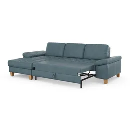 sit&more Ecksofa SIT & MORE "Westham L-Form", bunt (graublau), B:275cm H:88cm T:172cm, 100% Polyester, Sofas, Ecksofa, mit Recamiere, mit oder ohne Bettfunktion, Bettkasten, Füße Eiche