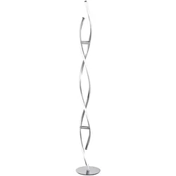 LED Stehleuchte, stahlfarben, geschwungene Form, dimmbar, modern, design