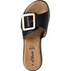 s.Oliver Damen Pantoletten aus Leder mit Schnalle, Schwarz (Black Nappa), 39 EU - 39 EU
