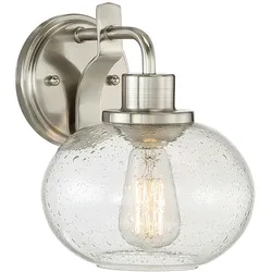 Licht-Erlebnisse Wandaußenleuchte FELI Nickel gebürstet, Klar/Transparent, Industrie Design, 1x E27 max. 60W LE57932