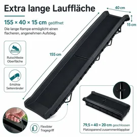 Wiltec Hunderampe 90 kg Schwarz 155 x 40 cm