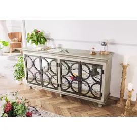 Massivmoebel24 Sideboard Mango 183x46x92 grau lackiert HERMITAGE #010