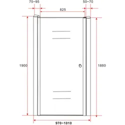 Aloni Duschtür/Nischentür Dusche 100CM 6mm 97-101x1900mm