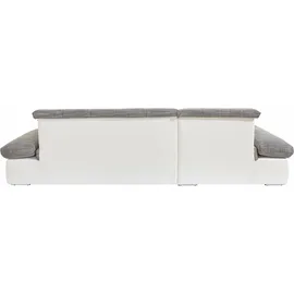 DOMO collection Ecksofa DOMO COLLECTION "Moric, L-Form, XXL-Sofa - Breite 300cm, viel Platz, auch in Cord", grau (weiß, weiß, grau), B:300cm H:80cm T:172cm, Kunstleder SOFTLUX / Struktur (90% Polyester/ 10% Polyacryl);Microfaser PRIMABELLE (100% Polyester)/ Struktur (90%