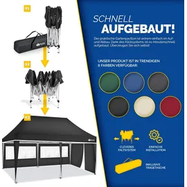 tillvex Faltpavillon 3 x 6 m inkl. 3 Seitenteile Anthrazit