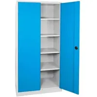 ADB Stahlschrank Metall 92,0 x 60,0 x 195,0 cm grau / lichtblau 4 Fachböden abschließbar