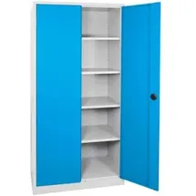ADB Stahlschrank Metall 92,0 x 60,0 x 195,0 cm grau / lichtblau 4 Fachböden abschließbar