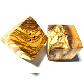 D.O.M. Die Olivenholz Manufaktur 2er Set Salz- und Pfefferstreuer WÜRFEL aus Olivenholz