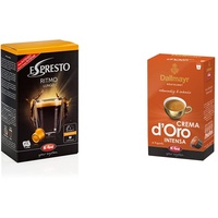 ESPRESTO Ritmo Lungo Kaffeekapseln Stärke 5, K-fee System, 6er Pack (6x124 g) & Dallmayr CREMA d'Oro INTENSA Kaffeekapseln, 96 Stück, kompatibel mit Tchibo Cafissimo (R)*, 6er pack (6 x 16 Stück)