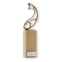 Pokal Konturfigur Fisch altgold auf Sandstein 28,3cm