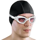 AqtivAqua Photokromatische Schwimmbrille Herren Damen Schwimmbrillen Erwachsene Kinder DX-H (Weiß weiß, Fotochromatische)