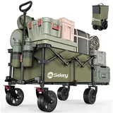 SEKEY Bollerwagen Faltbar mit Erweiterbarer Heckklappe 135L & 200L Faltbarer Bollerwagen Angelwagen Zusammenfaltbar aus Vier Richtungen bis 150KG,