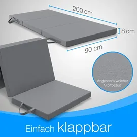 eloneo Klappmatratze 90 x 200 cm H2 Polyester/Leinen
