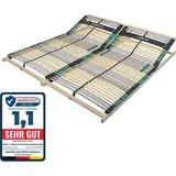 Lattenrost PREMIUM STRONG 200 mit Buchenholz, Lattenrost 200x200 (2 x 100x200cm) extra stabil, Kopfteil verstellbar, orthopädischer 7 Zonen Latten...