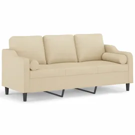 vidaXL 3-Sitzer-Sofa mit Zierkissen Creme 180 cm Stoff