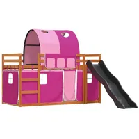 VidaXL Etagenbett mit Rutsche und Gardinen Rosa 90x200 cm