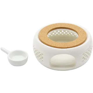 Hsthe Sea Wärmer – Teekannenwärmer, Korkmatten-Keramikwärmer, Kaffeewärmer, Teekannenwärmer, hohles Design, weißer Teewärmer, isolierter Tee- und Kaffee-Teewärmer