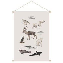 Kakemono enfant tableau en toile suspendue illustration animaux polaires L40 x H60 cm POLAR