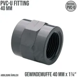 Magni 40 mm PVC Klebe Fitting Gewinde Muffe 40 mm x 1 1/4 Verbinder - PN 10 bar"