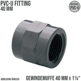 Magni 40 mm PVC Klebe Fitting Gewinde Muffe 40 mm x 1 1/4 Verbinder - PN 10 bar"