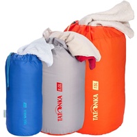 Tatonka Packbeutel Stuff Bag Set 3 (4l / 8l / 15l) - Drei leichte Packsäcke mit Schnürzug - Aus recyceltem Polyester - 4, 8, 15 Liter Volumen (grey / red / blue)