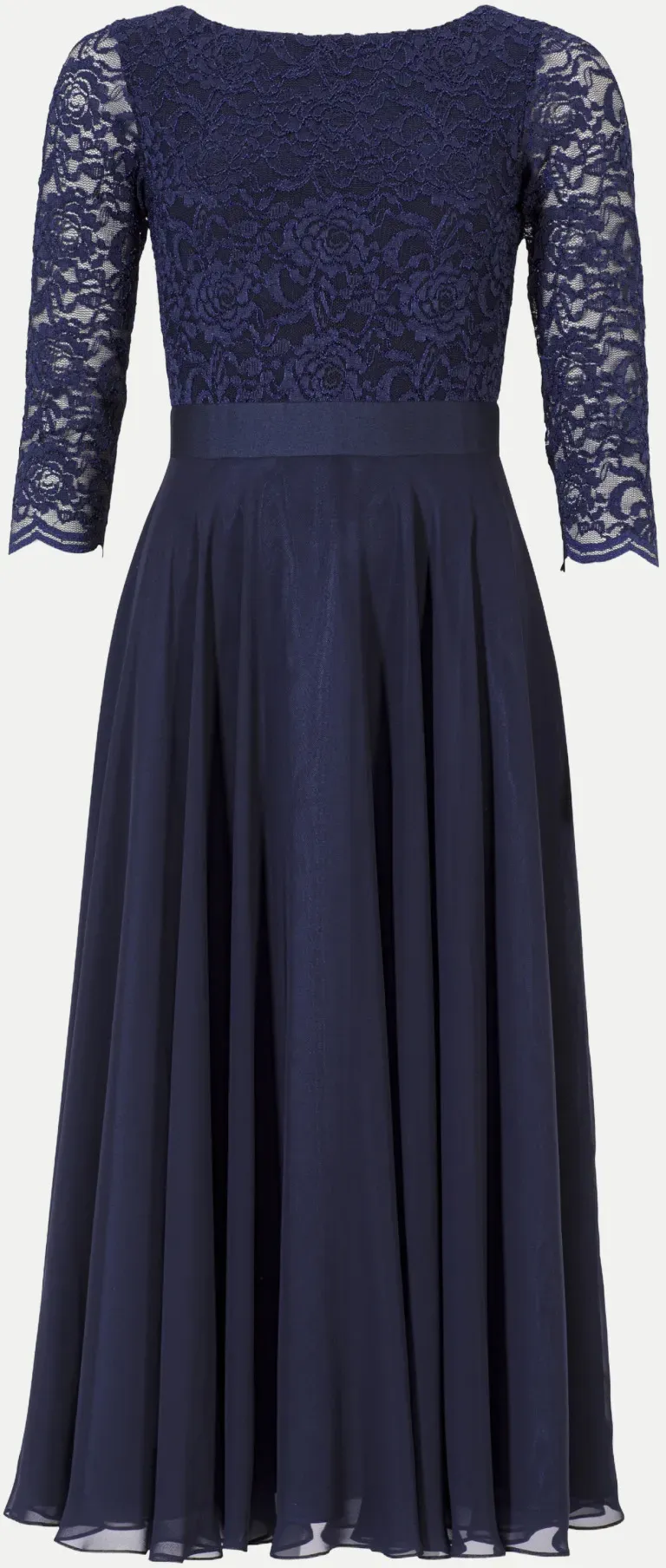 Kleid aus Spitze und Chiffo Blau 48