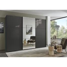 luma-home Schwebetürenschrank 300 x 216 x 65 cm Anthrazit/Schwarz